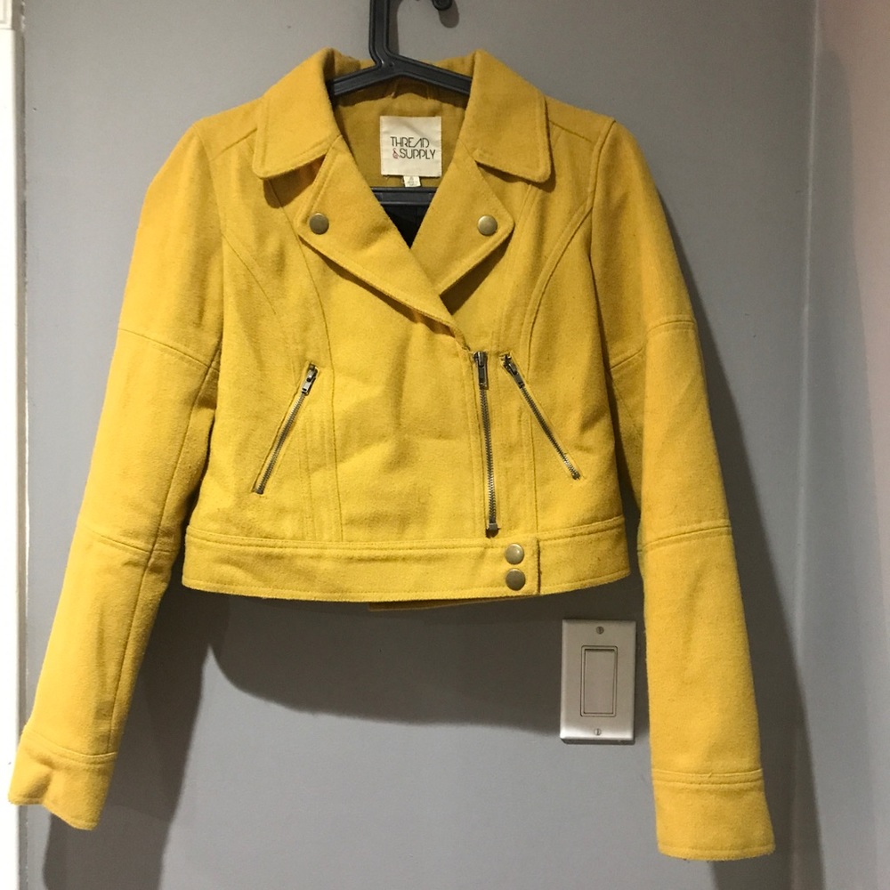 Cropped Yellow Moto Jacket